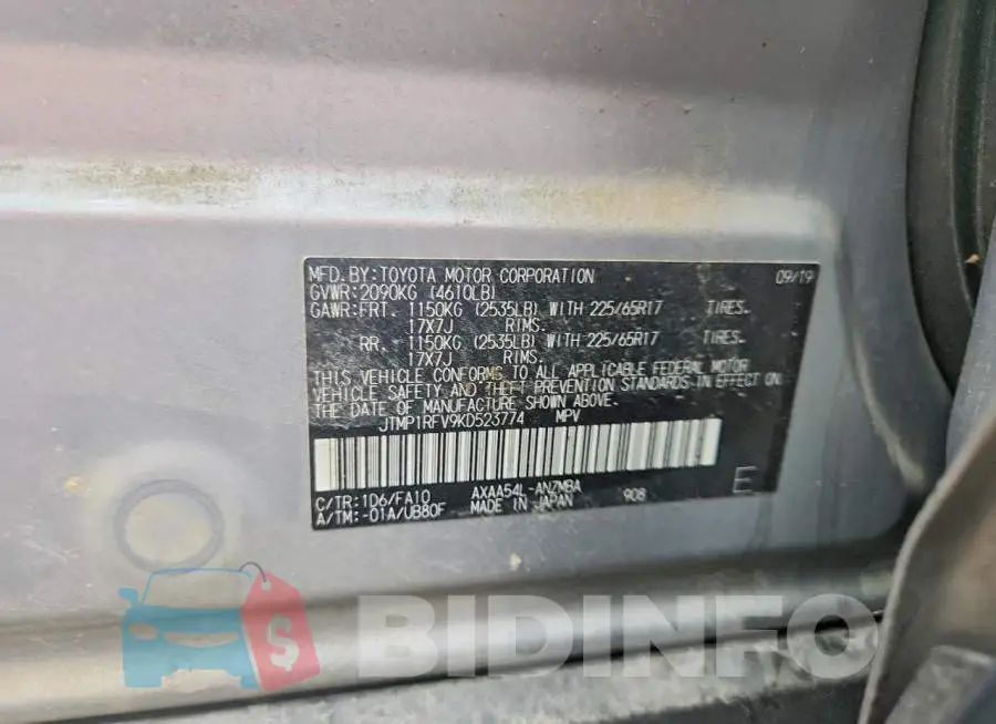 JTMP1RFV9KD523774 Photo# 13