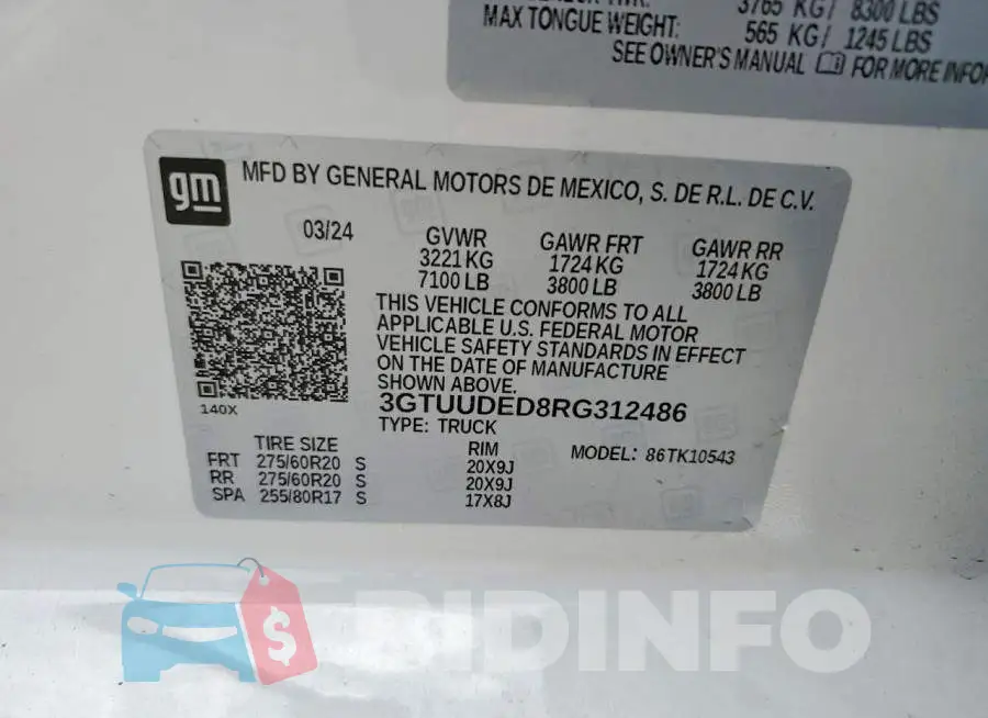 3GTUUDED8RG312486 Photo# 12