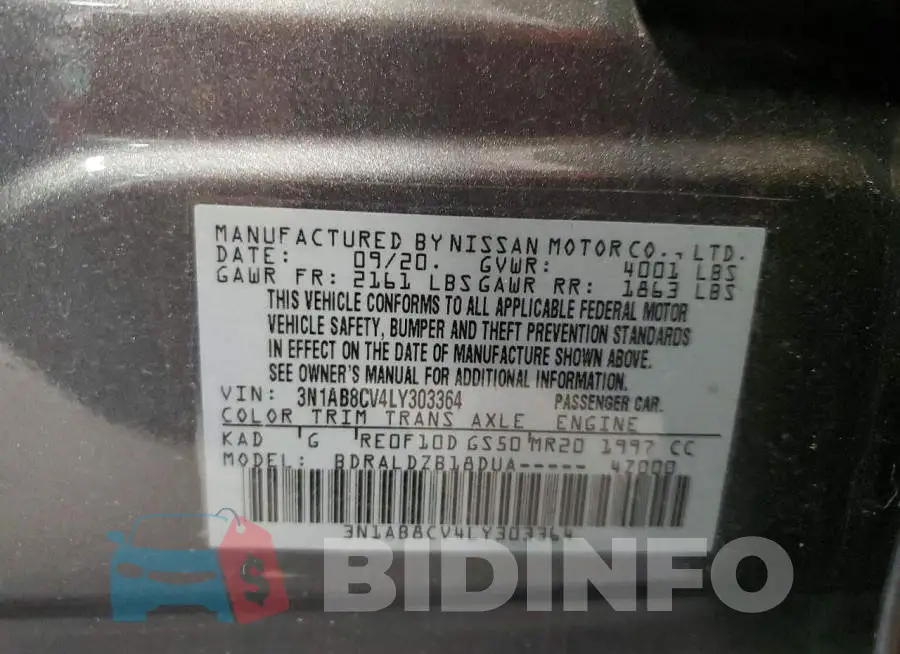 3N1AB8CV4LY303364 Photo# 12