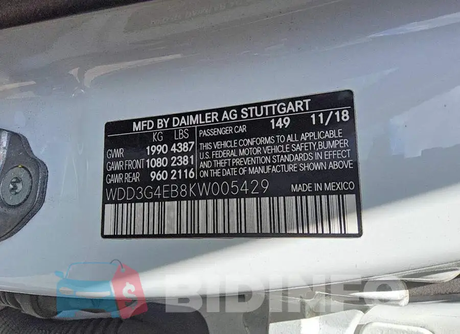 WDD3G4EB8KW005429 Photo# 12