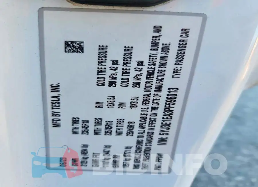 5YJ3E1EA3PF596013 Photo# 12