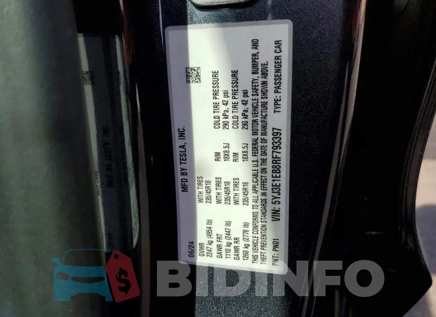 5YJ3E1EB8RF793397 Photo# 12