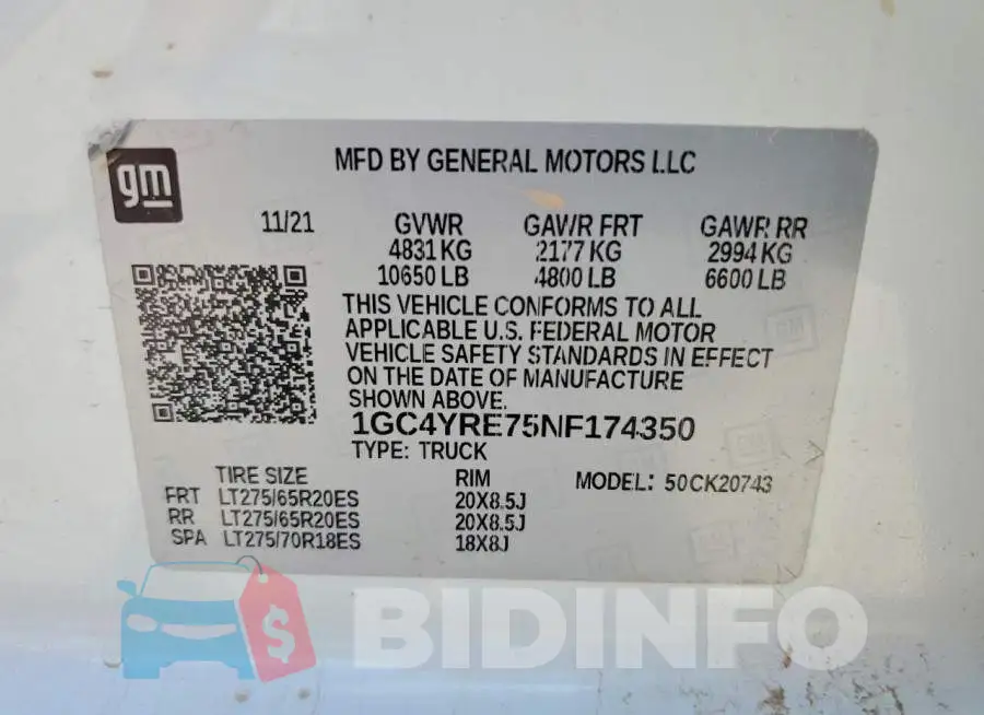 1GC4YRE75NF174350 Photo# 12