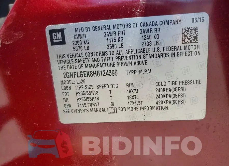 2GNFLGEK8H6124399 Photo# 13