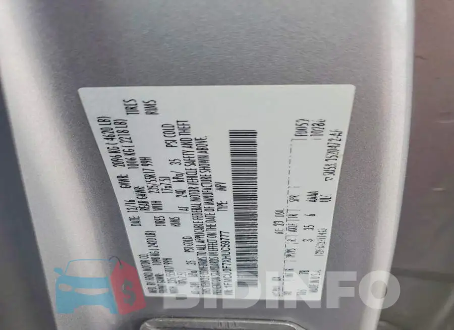 1FMCU0F7XHUC59777 Photo# 13