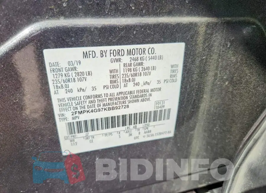 2FMPK4G97KBB92728 Photo# 13