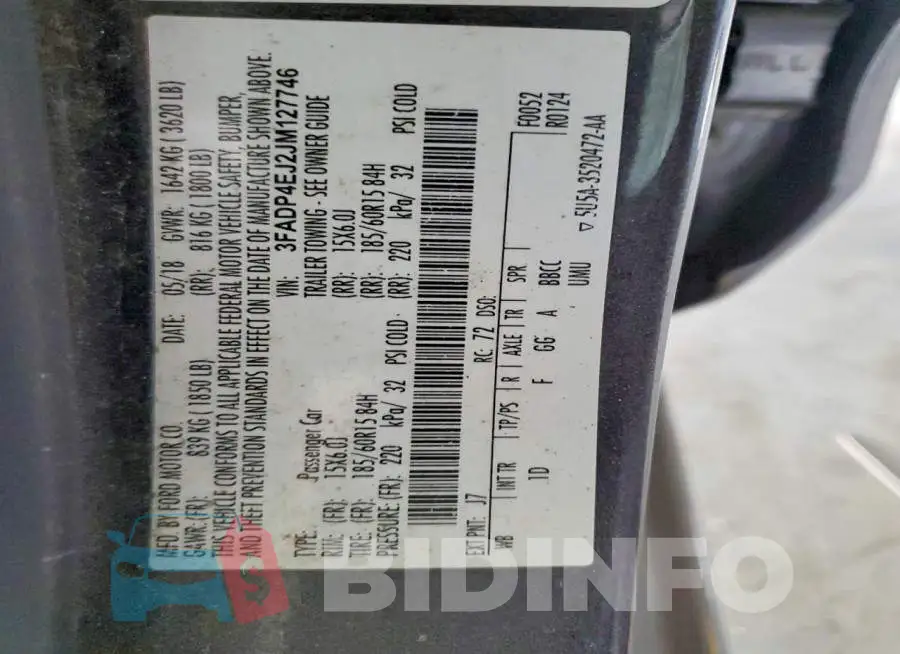 3FADP4EJ2JM127746 Photo# 12