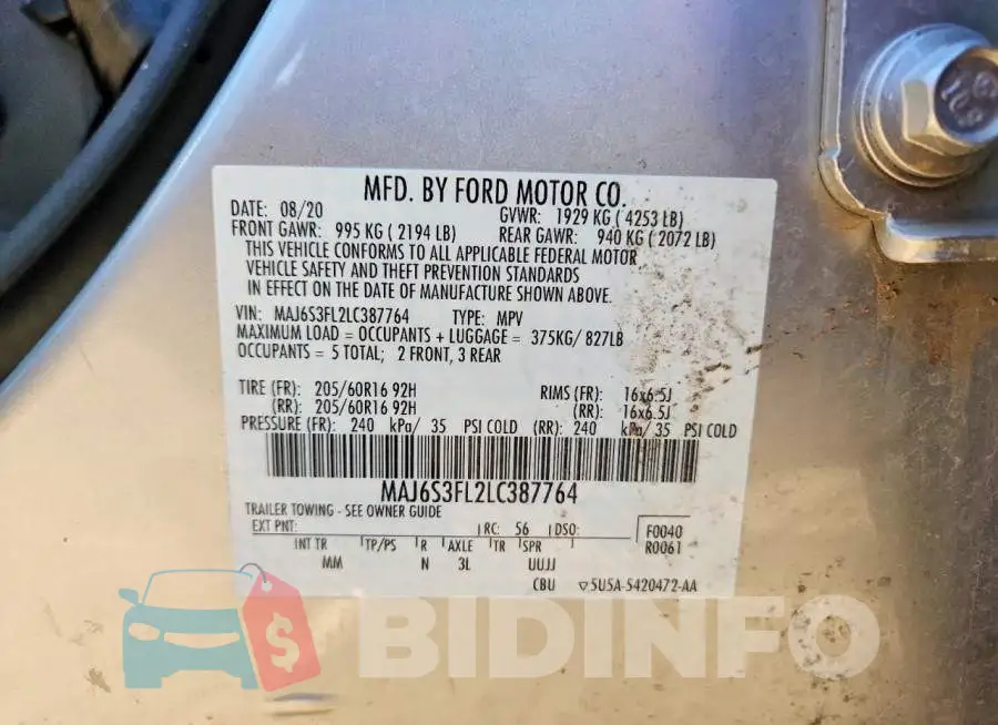MAJ6S3FL2LC387764 Photo# 13