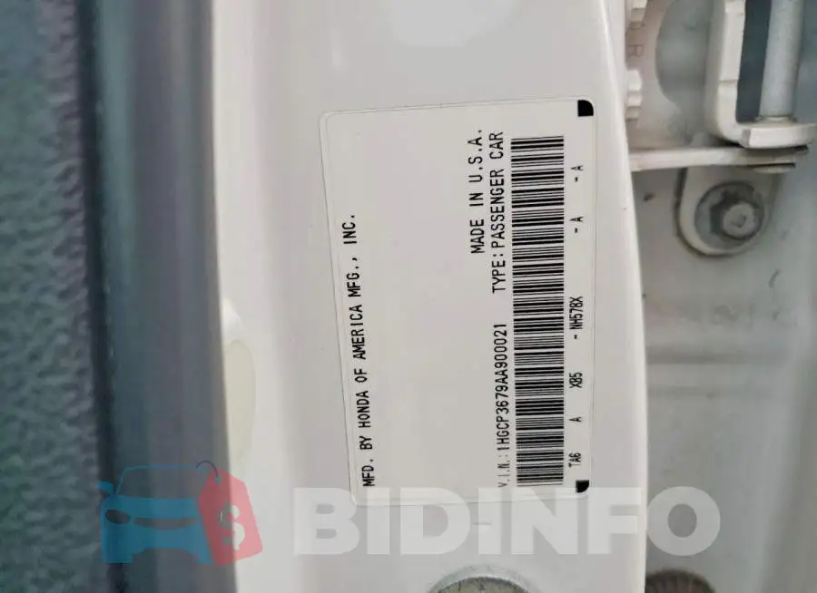 1HGCP3679AA900021 Photo# 12