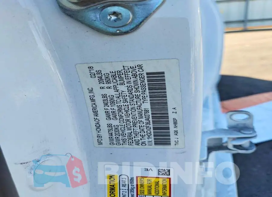 1HGCV2F36JA027681 Photo# 12