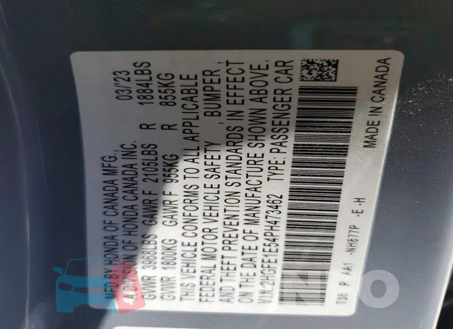 2HGFE1E54PH473462 Photo# 12