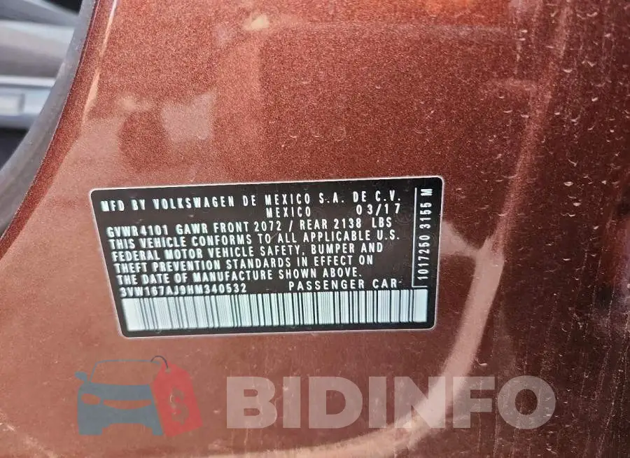 3VW167AJ9HM340532 Photo# 13