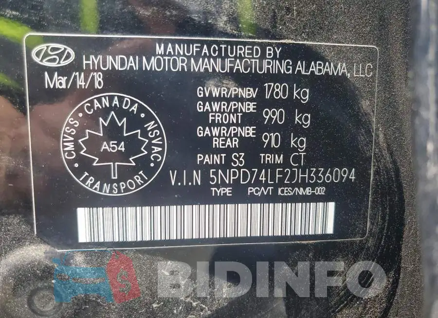 5NPD74LF2JH336094 Photo# 13