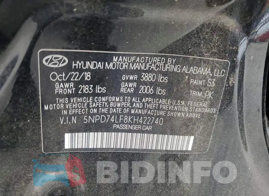 5NPD74LF8KH422740 Photo# 12