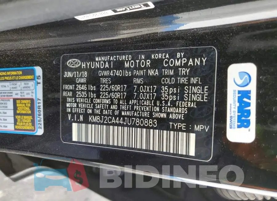 KM8J2CA44JU780883 Photo# 13