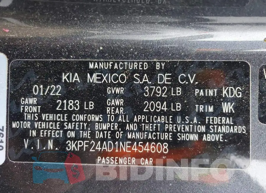 3KPF24AD1NE454608 Photo# 12