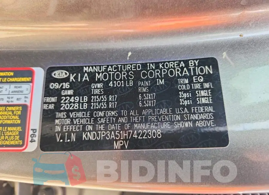 KNDJP3A51H7422308 Photo# 12