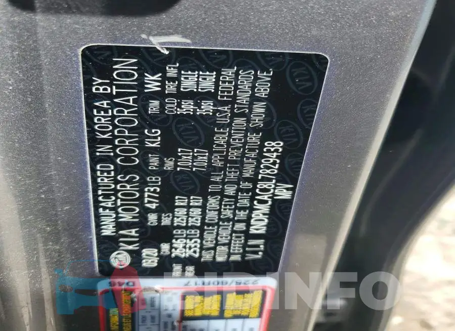 KNDPMCAC8L7829438 Photo# 13