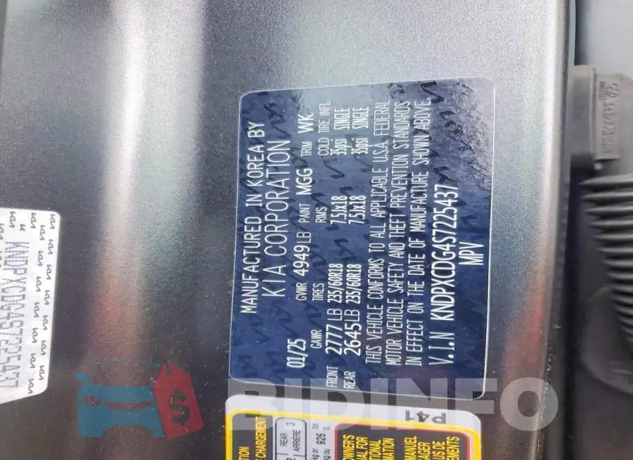 KNDPXCDG4S7225437 Photo# 12