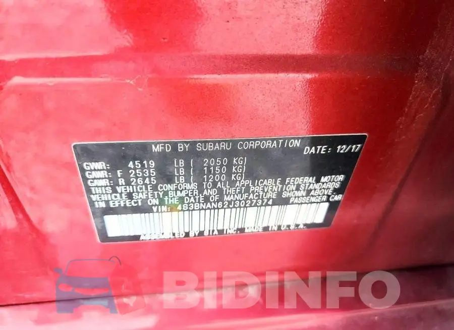 4S3BNAN62J3027374 Photo# 12