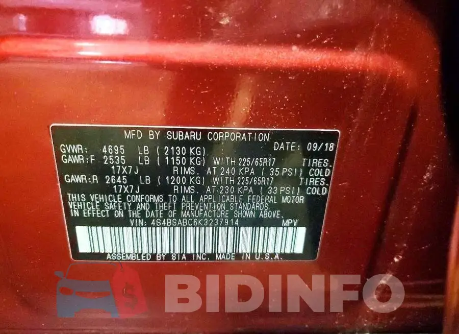 4S4BSABC6K3237914 Photo# 13