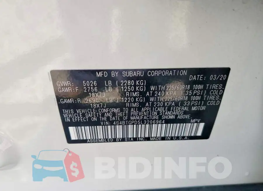 4S4BTGPD5L3206964 Photo# 13