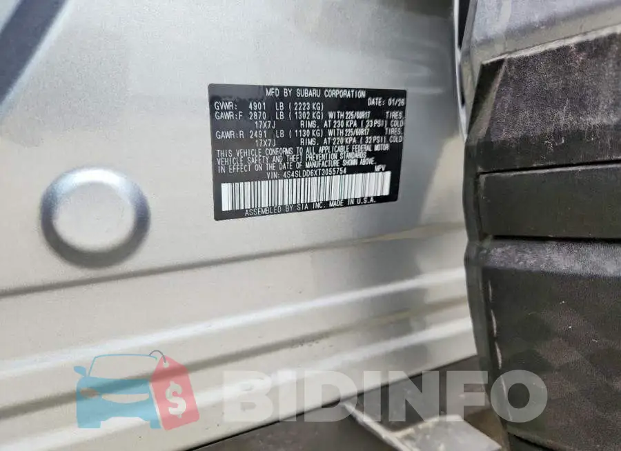 4S4SLDD6XT3055754 Photo# 13