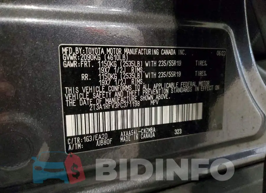 2T3A1RFV3PC371198 Photo# 13