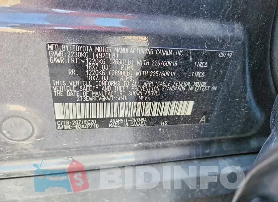 2T3EWRFV6KW045048 Photo# 13