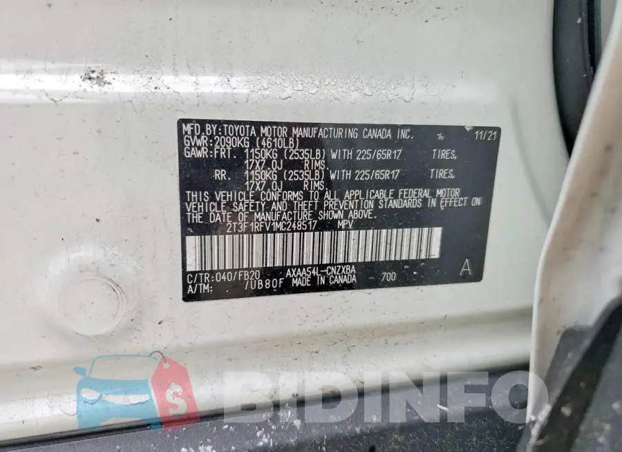 2T3F1RFV1MC248517 Photo# 13