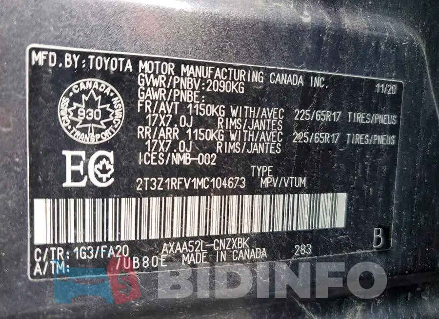 2T3Z1RFV1MC104673 Photo# 14