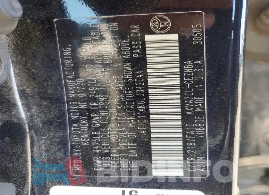 4T1C11AK6LU342044 Photo# 12