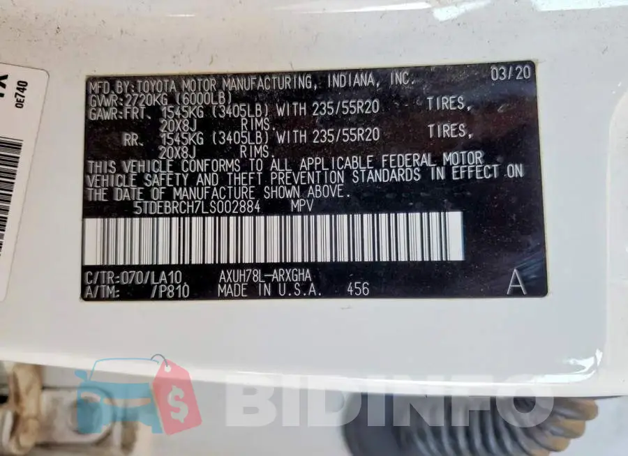 5TDEBRCH7LS002884 Photo# 13