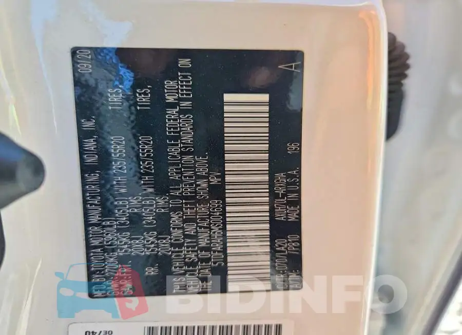 5TDFARAH6MS004699 Photo# 13