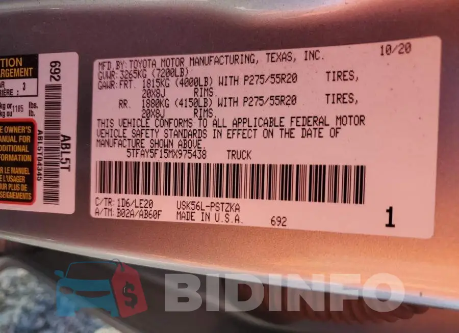 5TFAY5F15MX975438 Photo# 12