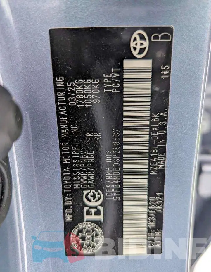 5YFB4MDE0SP288637 Photo# 12