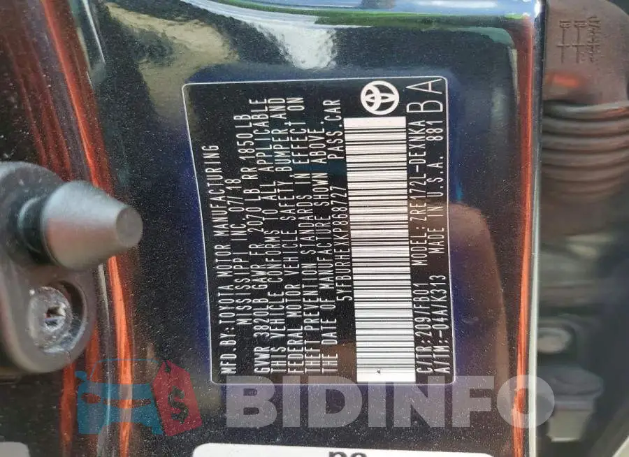 5YFBURHEXKP868727 Photo# 13