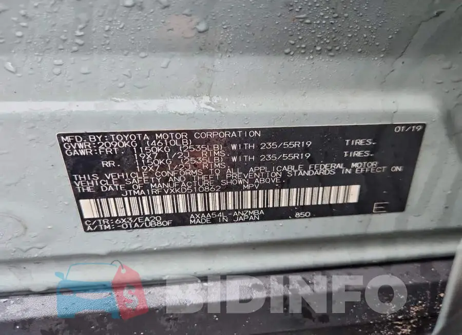 JTMA1RFVXKD510862 Photo# 13