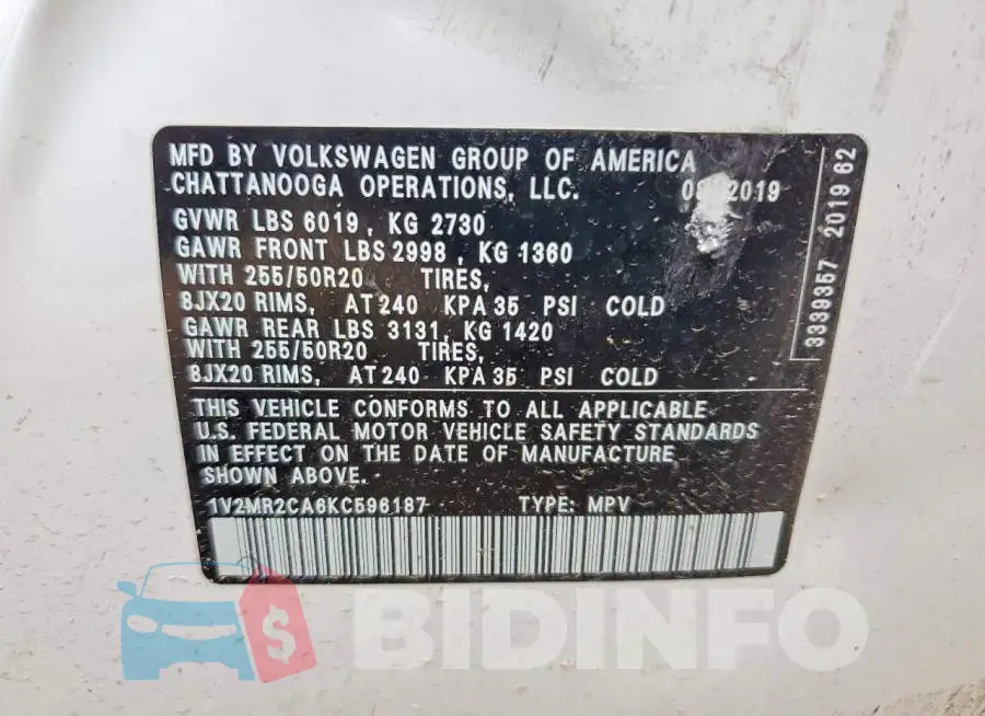 1V2MR2CA6KC596187 Photo# 13