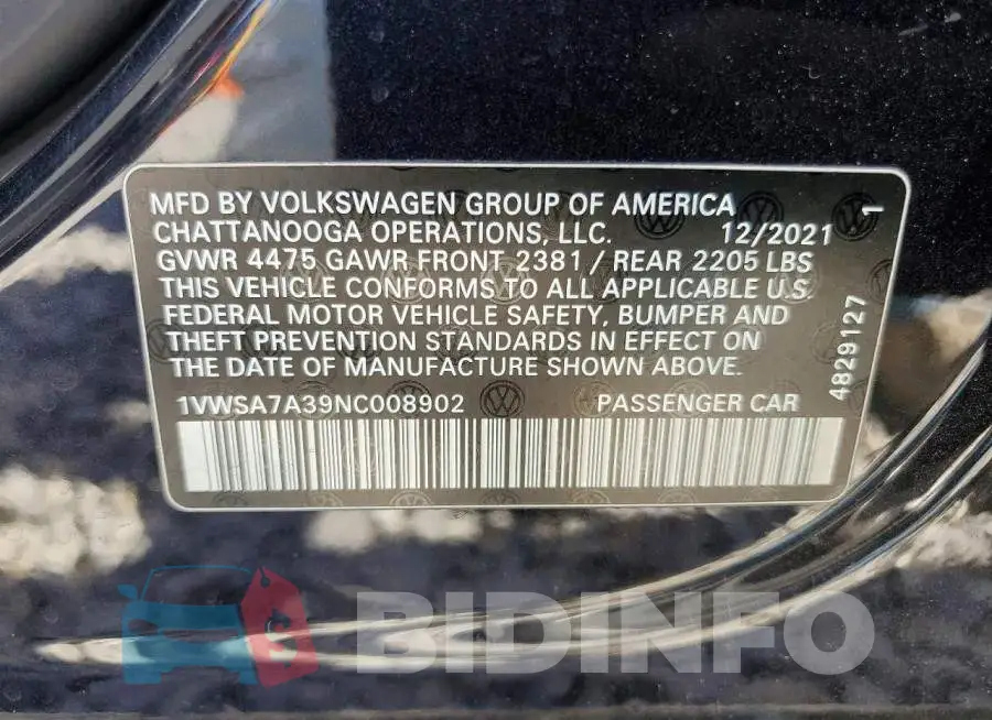 1VWSA7A39NC008902 Photo# 12
