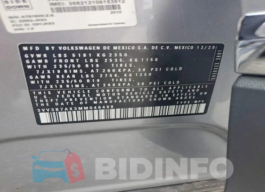 3VV3B7AX3MM046499 Photo# 14