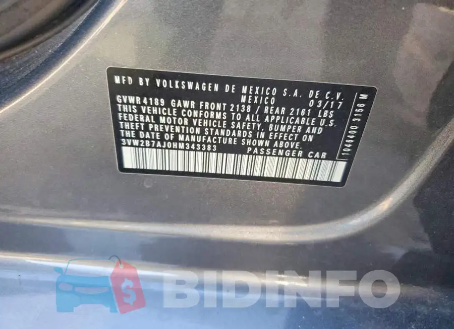 3VW2B7AJ0HM343383 Photo# 13