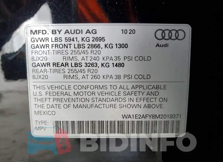 WA1E2AFY8M2019371 Photo# 12