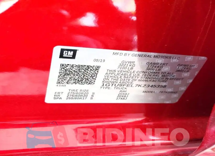 1GTU9FEL7KZ345358 Photo# 12