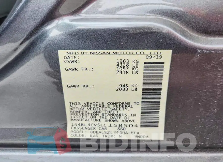 1N4BL4CV5LC158504 Photo# 12