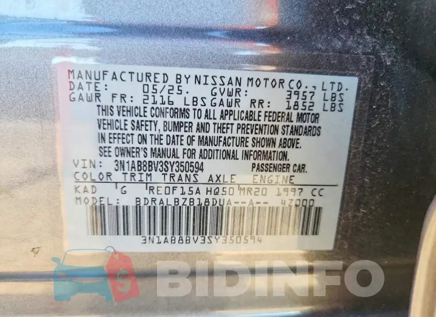 3N1AB8BV3SY350594 Photo# 12