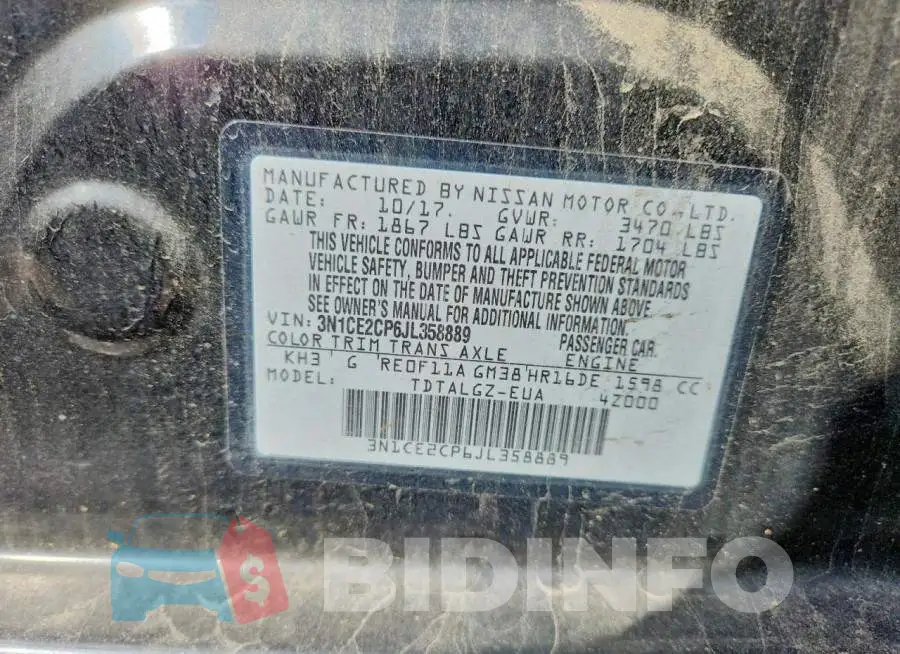 3N1CE2CP6JL358889 Photo# 12