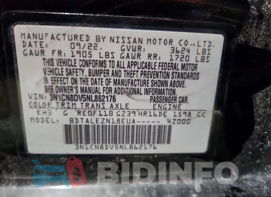3N1CN8DV5NL862176 Photo# 12
