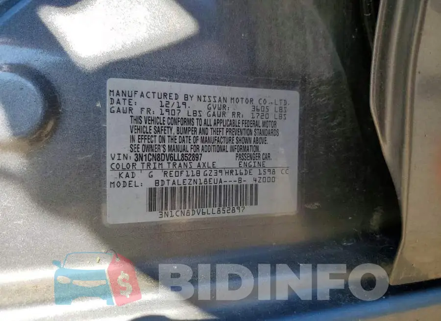 3N1CN8DV6LL852897 Photo# 12