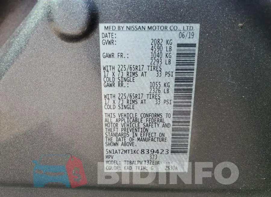 5N1AT2MT1KC839423 Photo# 14